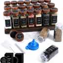 yutrenn Spice Jars with Labels 24 Pack 4 oz Glass Spice Containers with Wooden Lids, Empty Seasoning Jars Set with Funnel, Brush & Marker, Square Glass Jars for Kitchen Pantry Organization & Storage