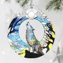 2 x Stained Glass Ornament, Wolf Christmas Decorations, Christmas Ornaments for Tree, Holiday Ornament, Wolf Gifts, Holiday Party Gifts, Gift Ideas & Xmas Gift