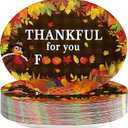 23 Pcs Friendsgiving Oval Paper Plates 10" x 12" Large Disposable Heavy Duty Thanksgiving Fall Turkey Leaf Pumpkin Platters Thankful for You Dessert Plates for Autumn Harvest Friendsgiving Decorations