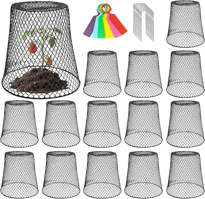 15 Sets of Chicken Wire Cloche Plant Covers Garden Netting, Heavy Duty Chicken Wire Plant Covers Protectors from Animals for Keeping Bunnies Chicken Squirrels Birds Other Out 9.13×9.13 in