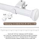 White Curtain Rods for Windows 28 to 120 Inches Adjustable 1 Inch Diameter Decorative Single Window Curtain Rod Set with Rounded Cap design Finials, White