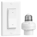 Remote Control Light Bulb Socket, Decorator Rocker Wall Switch, 200FT Range Wireless Light Switch for Pull Chain Light Fixture, E26 E27 Lamp Socket, No Wiring Needed, FCC Listed