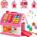 Montessori Toys for 1 Year Old, Baby Music Toys for 1 Year Old Girl Gift, 12-in-1 Musical House Toddler Learning Toy for 1 2 3 Ages, First Birthday Gifts for Girls and Boys, Educational Toy, (Pink)