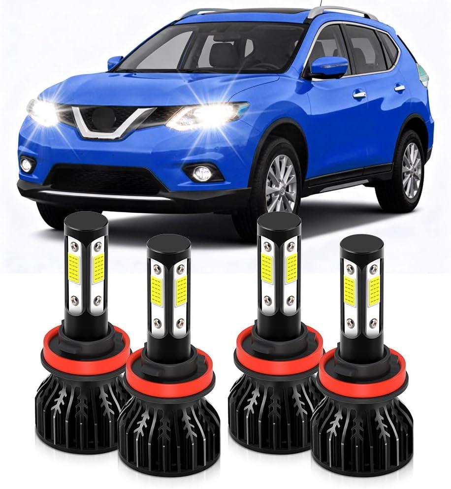 Light Bulb Custom Fit for Nissan Rogue 2015 2016 2017 2018 2019 2020 2021 2022 High Beam & Low Beam Combo 25000LM 6500K White 50000HRS lIFESPAN 4PCS