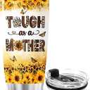 For Mothers Day Women Mother Mom Funny Coffee Leopard Print Cups Insulated Tumblers Cheetah Handle, Mama Bear Gifts, Mama Bear Sunflower, Tumbler 20 Oz With Lid And Straw
