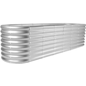 Land Guard 8×2×2ft Galvanized Raised Garden Bed Kit, Raised Garden Boxes Outdoor, Oval Metal Raised Garden Beds for Vegetables, Gray