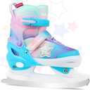 Girls Ice Skates for Kids Boys, Adjustable Kids Skates for Outdoor Indoor Rink, Rainbow Soft and Comfortable Lining Ice Skating Shoes Ages 3-12 Youth (Small - Litter Kids, Blue)