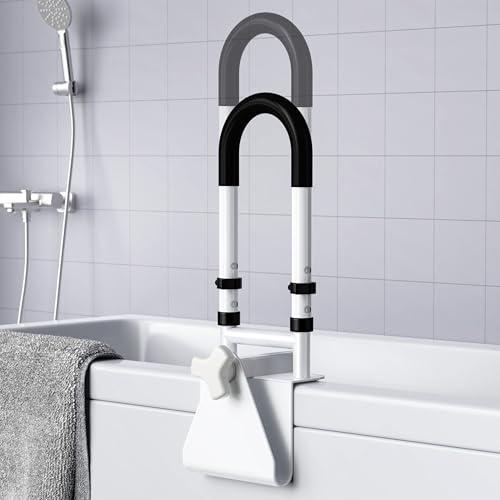 Adjustable Bathtub Safety Rail, Bathtub Handle Grab Bar with Non-Slip Grip for Seniors, Elderly, Fits 3.1 to 6.7 Inch Tub Walls, Supports 300 lbs