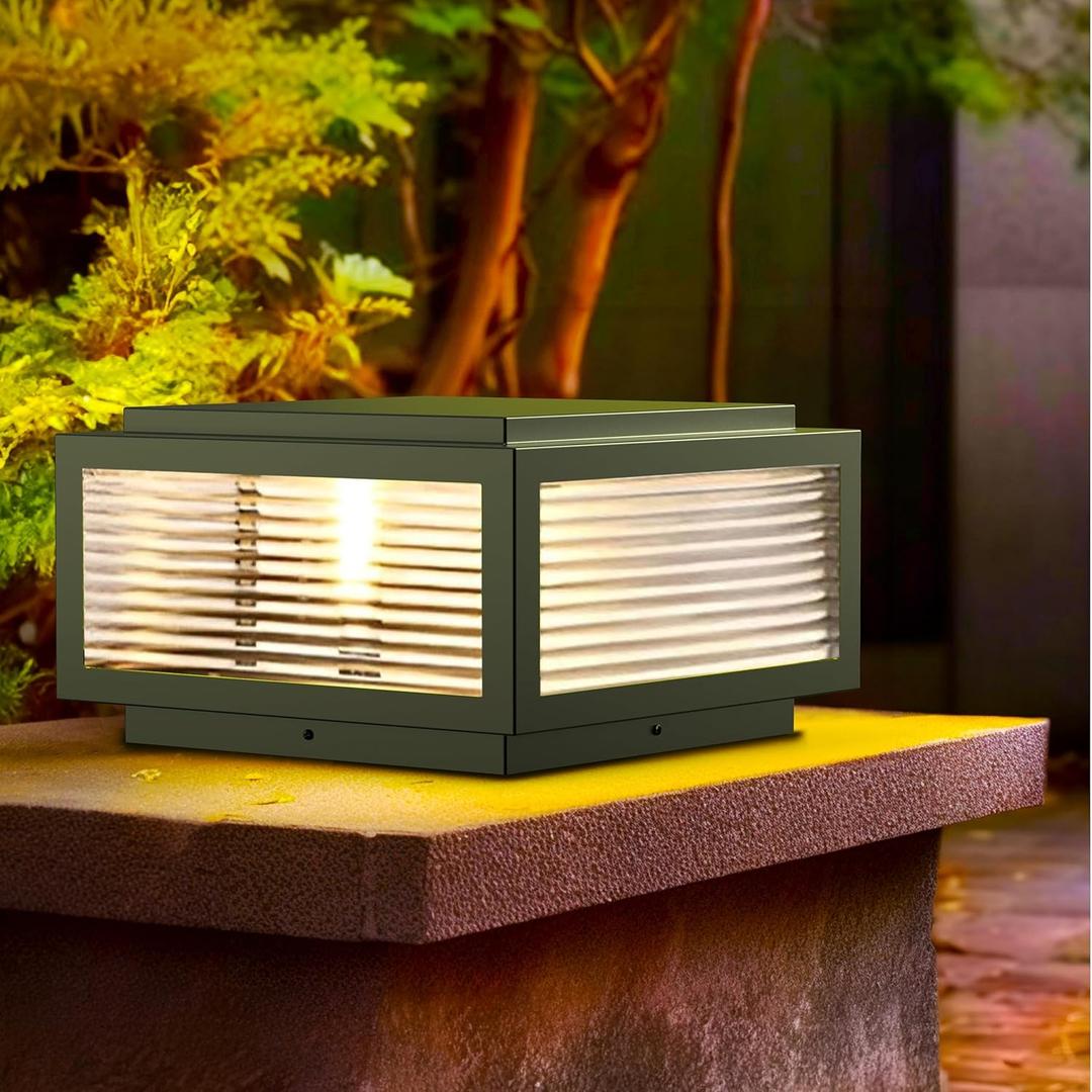 Outdoor Post Light,High Voltage Wired Lantern Column Lamp,Garden Lightfor Flat Surface Patio Garden Decoration with IP54 Waterproof E26/E27 Bulb LED Post lamp (16 * 16 * 8.6Inch) (16X16 In)