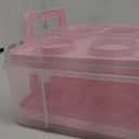 Cake Carrier with Lid, Two Tier Handle Cupcake Carrier, Stackable Cupcake Holder Container for 24 Cupcakes, Cake Carrier with Trays, Dessert Container for Cake Pie Muffin Cobbler, Pink