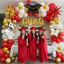 Red White Gold Graduation Balloon Garland Arch Kit with Graduation Star print Certificate Letter Foil Balloons for Graduate Class of 2026 Grad Prom party Decorations Supplies