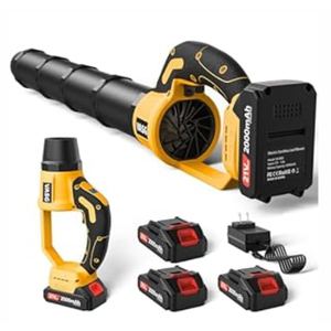 VASG Leaf Blower Cordless, 3 x 21V Batteries & Fast Charger Set, Variable Speed Mode, Lightweight Handheld Electric Leaf Blower for Lawn Care, Yard, Garden, Patio & Outdoor Cleanup (Yellow)