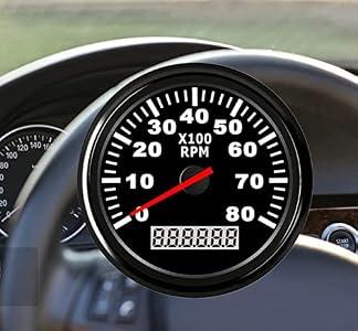 85MM Boat RPM Tachometer Outboard 0-8000RPM Tacho Meter Gauge Waterproof for Car Truck Marine Diesel Gasoline Engine RPM Tacho Gauge 9-32V with LCD Hourmeter Red Backlight