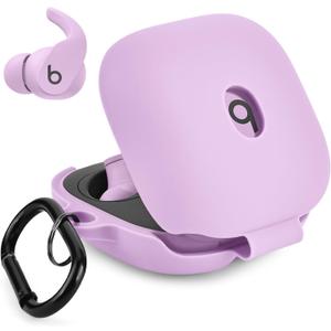 Case for Beats Fit Pro Cover, VISOOM Soft Case for Apple Beats Fit Pro 2021 Silicone Protective Beats Pro Case Shockproof Beat Pro Fit Case Logo Visible Beats Earbud Case Cover with Keychain (Purple)