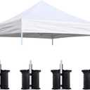 Eurmax USA 10x10 Pop Up Canopy Replacement Top,Universal Instant Canopy Cover ONLY,Heavy Duty UPF 50+ UV Protection,Water & Wind Resistant Tarp,Bonus 4 Sand Bags (White)