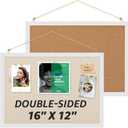 MaxGear 2 Pack Double-Sided Cork & Linen Boards, 16" x 12" Bulletin Board with White Frame, CorkBoards for Wall, Vision Board for Girls Room, Office, Bedroom, Kids Room, Classroom
