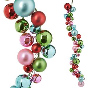 RAZ Imports - 4' Multi Color Christmas Ornament Ball Garland for Christmas Trees or Staircase