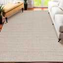 Hand Woven Jute Cotton Area Rug 5'x8' ft Rectangle Natural Farmhouse Rug for Living Room, Bedroom Kitchen - Rustic Vintage Bohemian Eco-Friendly Carpet Home Dcor 60"x96" Natural