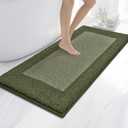 Anllugs Bathroom Rugs 24" x 60", Non-Slip Extra Soft Absorbent Bath Rugs, Machine Washable Quick Dry Bath Mats for Bathroom Floor, Shower, Bathtub and Sink, Olive Green & Green