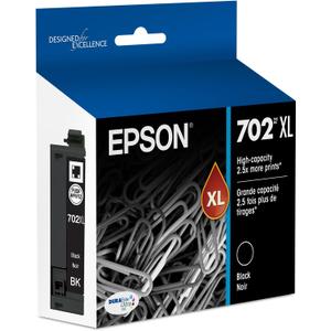 EPSON 702 DURABrite Ultra Ink High Capacity Black Cartridge (T702XL120-S) Works with WorkForce Pro WF-3720, 3730, 3733