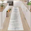 Enkor Runner Rugs for Hallway, 2x10 Washable Soft Non Slip Abstract Rugs for Kitchen, Modern Mat for Entryway Living Room Bedroom White & Grey