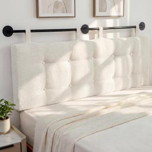 HIGOGOGO Wall Mounted Headboards for Queen Size Bed, Hanging Head Board Wall with Button Tufting, Adjustable Height Headboard for Bedroom,Beige