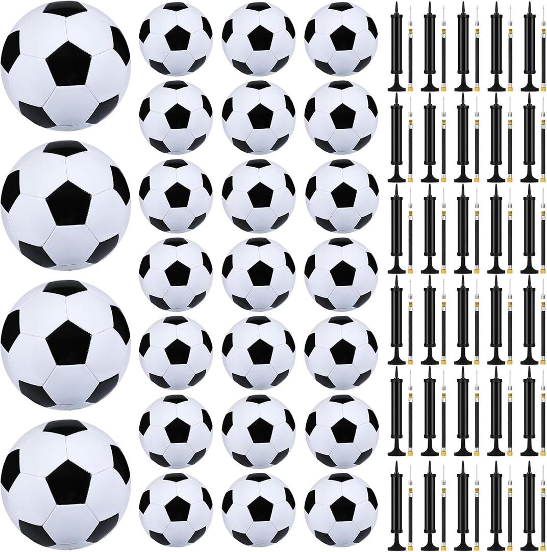 Leyndo Deflated Soccer Balls Size 5 Bulk with Pumps Deflated Soccer Balls with Pump Needles Set Christmas Operation Gifts for Adults Donation Charity Train Practice Game (Black)