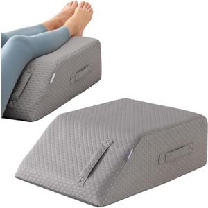 Leg Pillow Elevation Blood Circulation, Leg Wedge for Elevation for Swelling, Leg Elevating Pillow for After Surgery, Memory Foam Foot Knee Pillow for Back Sleeping 23.616.88 Inch Grey