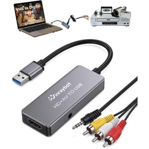 USB Video Capture Adapter, VHS to Digital Converter,Video Capture Card for VHS,RCA,HI9,hdmi for Video Streaming Convert VHS/DVD to Digital Format, RCA/S-Video/HDMI Input Optimized Version