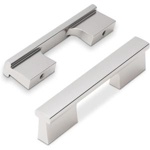 10 Pack Brushed Satin Nickel Cabinet Pulls 3 Inch Hole Centers Kitchen Cabinet Handles Silver Drawer Pulls Cabinet Hardware