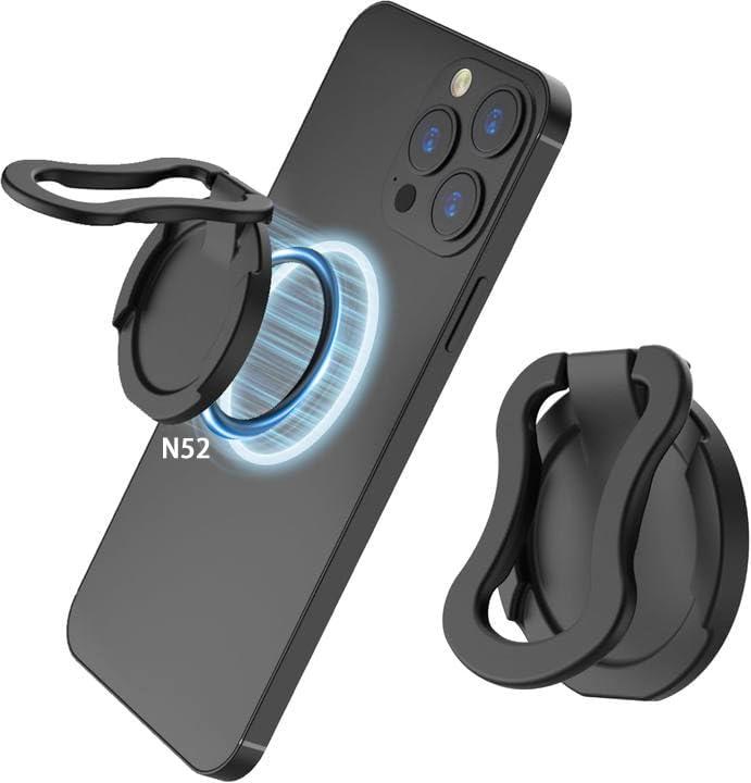 Magnetic Phone Grip for Seniors & Parkinson's Patients - Anti-Slip Phone Holder with Secure Magnetic Ring for iPhone 13/14/15 Pro Max, Easy One-Hand Use Detachable & Rotatable Design