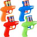 Sumind 4 Pcs Foam Disc Shooter Disc Launcher Zip Shot Shooter Blasters for Birthday Gifts Family Gatherings Games Outside Yard Activities (Orange,Green,Red,Blue)