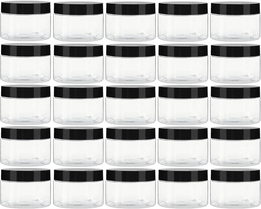 TUZAZO 4 Oz Plastic Container Jars with Lids BPA Free, 24 Pack Empty Round Clear Cosmetic Slime Jars for Lotion, Cream, Ointments, Body Butter, Makeup, Travel Storage