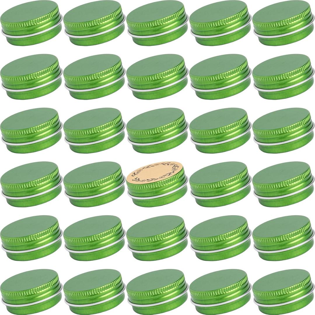 30 Pack 0.5 oz Aluminum Tin Jar with Screw Lid 15 ml Round Refillable Containers