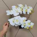 2 Pcs Orchid Stems 38" Artificial Flowers Real Touch Latex Faux Phalaenopsis Branches White Artificial Flowers for Wedding Party Home Garden Decor (White)