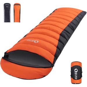Ultralight Down Sleeping Bag for Adults - 600 Fill Power, Cold Weather, Backpacking, Camping, Hiking
