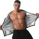 Sauna Vest for Men Workout Zipper Shirt Slimming Body Shaper Waist Trainer Tank Top for Fitness Gym Exercise Running (Small-Medium, Silver)