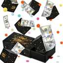 Happy Birthday Surprise Gift Box Explosion for Money - DIY Pop Out Folding Bounce Explosion Gift Box with Confetti - Birthday Money Bank - Cash Gift Idea for Women Men Kids (Black Gold)