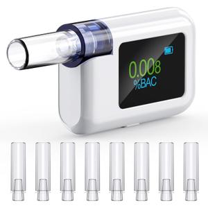 Digital Breathalyzer-High Accuracy Breathalyzers for Alcohol with Tri-Color BAC Range Alarm,Type-C Rechargeable Portable Alcohol Breathalyzer Tester for Personal Home & Party Use|8 Mouthpieces