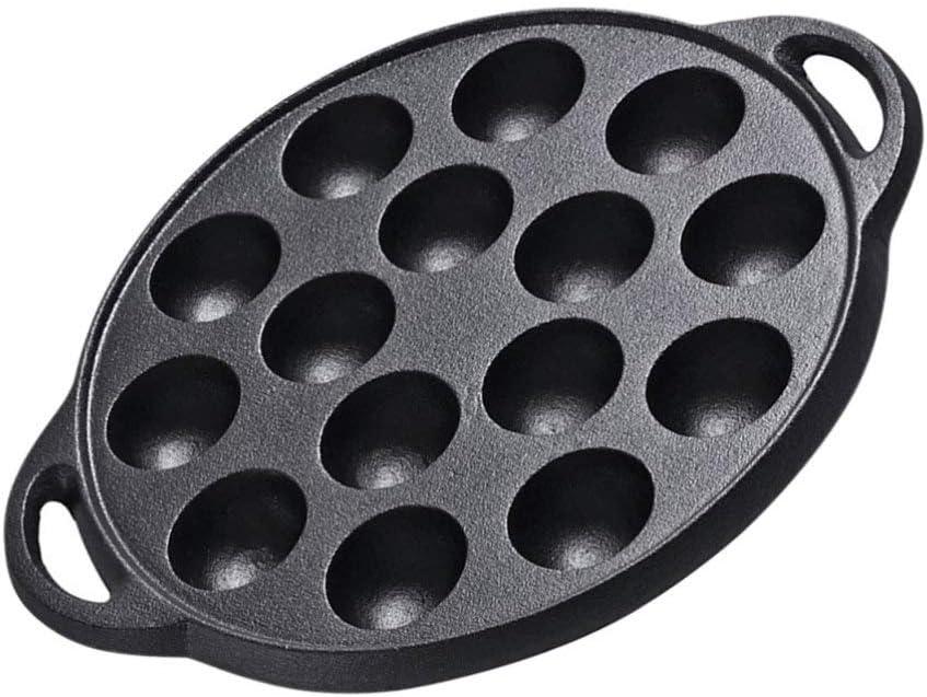 Cabilock Mini Cake Pans Cast Iron Snail Escargot Plate 15 Compartment Holes Black Pancake Mold
