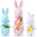 Yookeer 3 Pack Easter Bunny Decorations, Pastel Flocked Bunny Kit, Spring Table Centerpieces Easter Rabbit Set for Home Party Decor