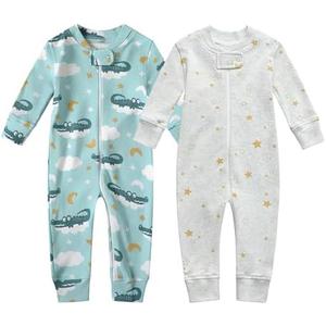 Owlivia Organic Cotton Baby Boy Girl Zip up Sleep 'N Play Pjs, Footless, Long Sleeve Size 3