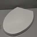 Elongated Toilet Seat, 18.5 Soft/Slow Close Oval (Oblong) Toilet Seat for Elongated Toilets, No-Slam Quiet-Close Lid, Easy-to-Install & Clean, Durable Never-Loosen White Plastic Seat