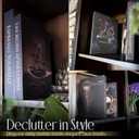 Coffee Bar Decor Faux Books with Hidden Storage - Themed Coffee Bar Sign and Decor Accent - Set of 2 with Gold Foil Lettering and Smoke Design