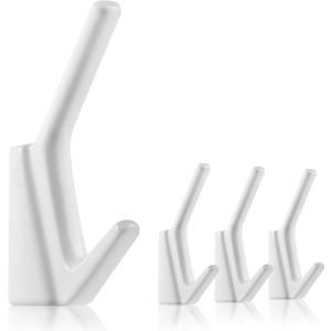 SIAMESE Aluminum Towel Hooks, 4 Pcs Matte White Coat Hooks, Wall Hooks for Clothes, Jackets, Shower, Robe, Hat, Towel, in Bathroom, Kitchen, Living Room, Bedroom(Matte White)