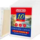 10-Pack 12x16 Stretched Canvas 100% Cotton with Natural Cottonseed Husk, 5/8 Deep Frame, Triple Primed Acid-Free White Canvas, No Bleed-Through, Warp-Resistant Ready for Acrylics, Oils, Gouache