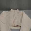 QINSEN Womens Half Zip Crop Sweatshirt High Neck Long Sleeve Pullover Cropped Top (Large, Beige)