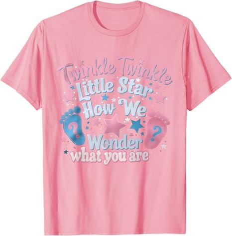 Twinkle Twinkle Little Star Gender Reveal Baby Shower T-Shirt Pink S
