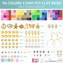 2 x LEUCHTAMOR 15000PCS Clay Beads 96 Colors Friendship Bracelet Making Kit 4 Boxes Polymer Clay Beads Disc Clay Beads with Charms for Jewelry Making,Crafts Gifts