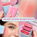 SHEGLAM Glass Glow Blush Stick Cream for Cheek and Lip, Waterproof Hydrating Tinted Solid Moisturizer Blendable Natural Grow Nude Face Blush Makeup-Stunner